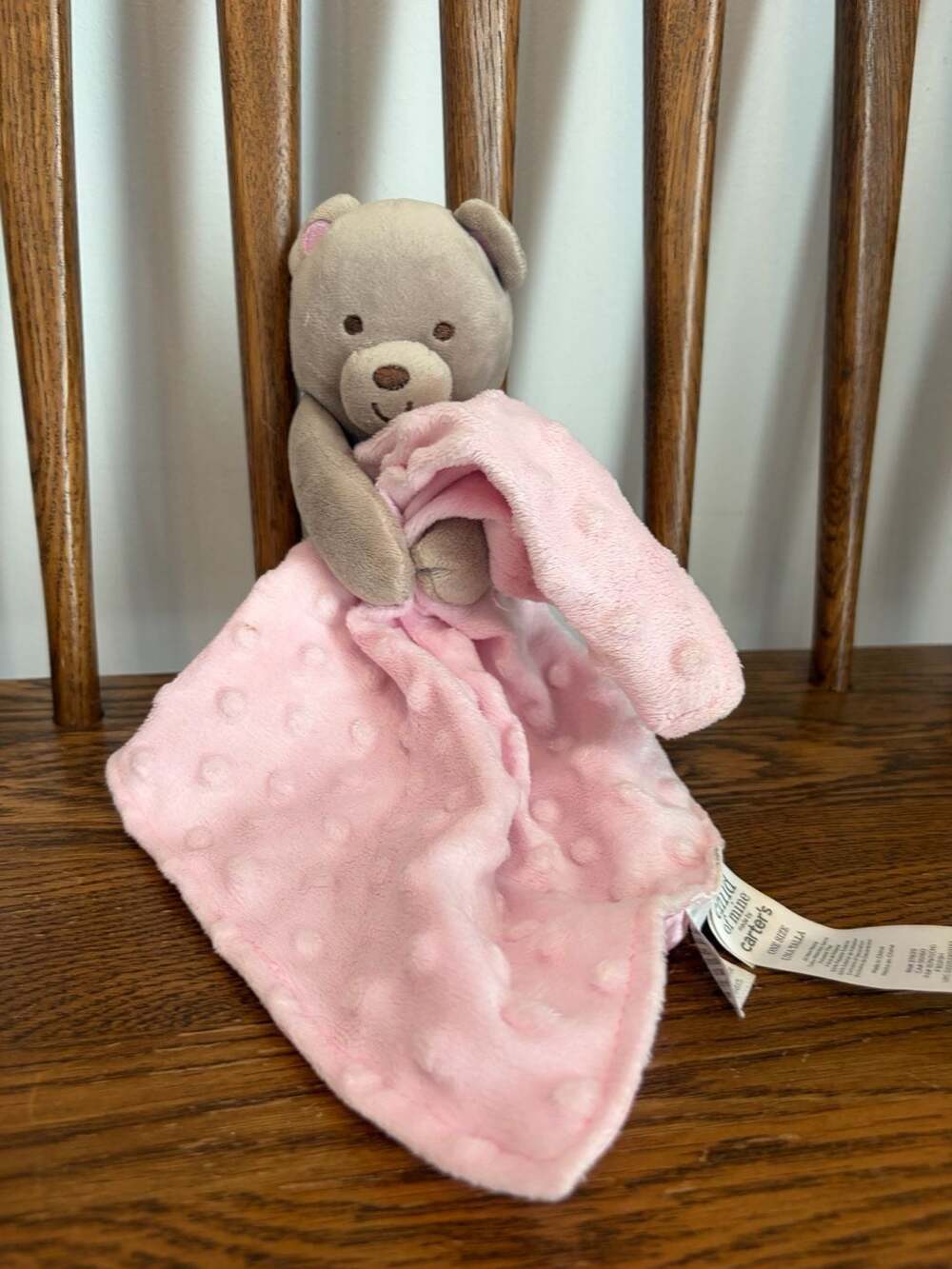 Child of Mine by Carter's Baby Tan Teddy Bear Minky Dot Security Blanket Lovey